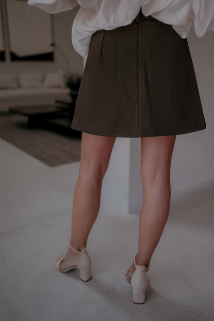 Casual Brown Pleated Skirt with Built-in Shorts – Summer Fashion Essential