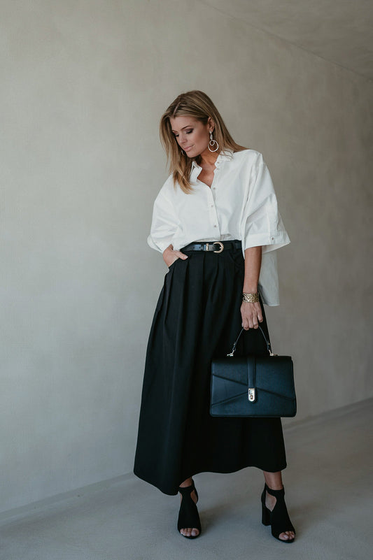 Long Black Cotton Skirt with Side Zipper and Comfortable Fit – Available in S/M/L Sizes 1