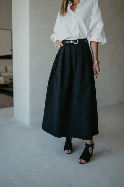 Long Black Cotton Skirt with Side Zipper and Comfortable Fit – Available in S/M/L Sizes 4